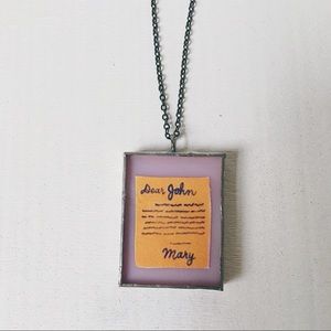 Handmade stained glass love letter necklace